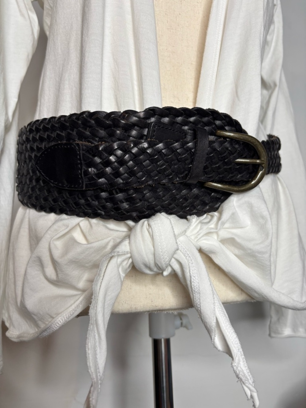 Unbranded Black Brown Braided Leather Belt Size Medium